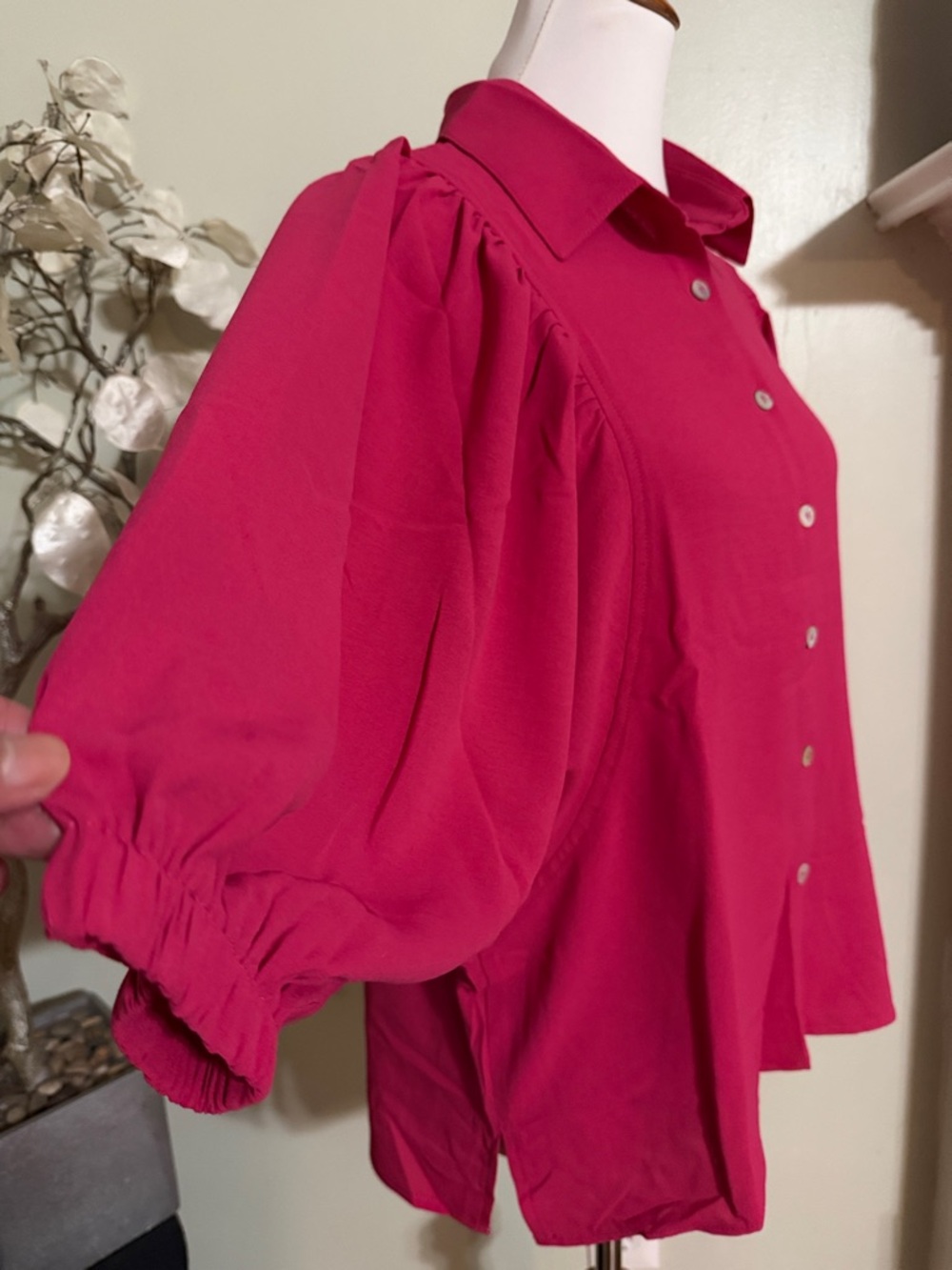 ODDY Raspberry Pink Button Front Blouse - Picture 7 of 7